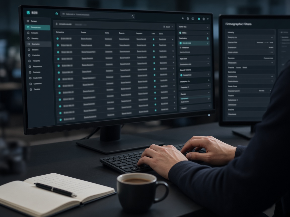 Analyst reviewing proprietary B2B contact database